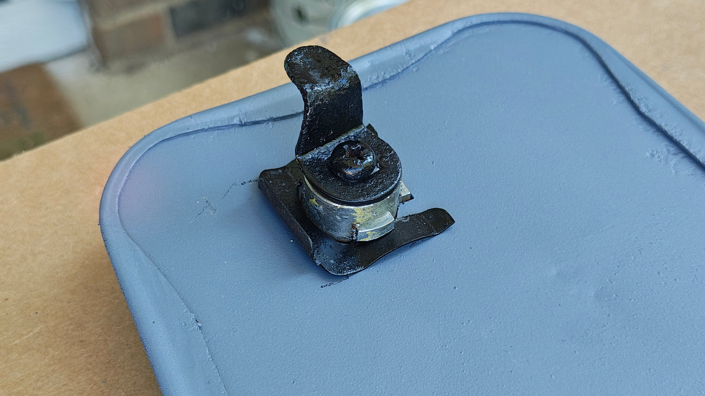 1969-71 Datsun 240z Series 1 Gas Door + Lock Knob OEM Blasted + Primered