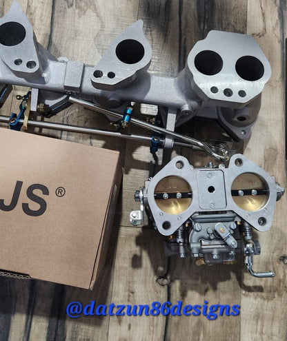 New Datsun Triple 45mm DCOE Carburetor Kit Plus New Harada L6 Intake Manifold