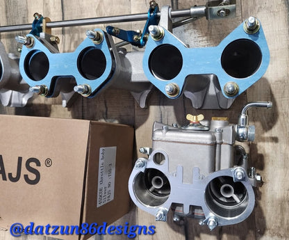 New Datsun Triple 45mm DCOE Carburetor Kit Plus New Harada L6 Intake Manifold