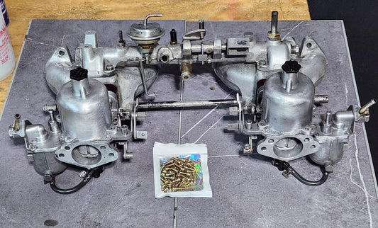 1970-73 Datsun 240z Round Top SU Carburetor Kit 4 Screw With NOS Nissan Screws